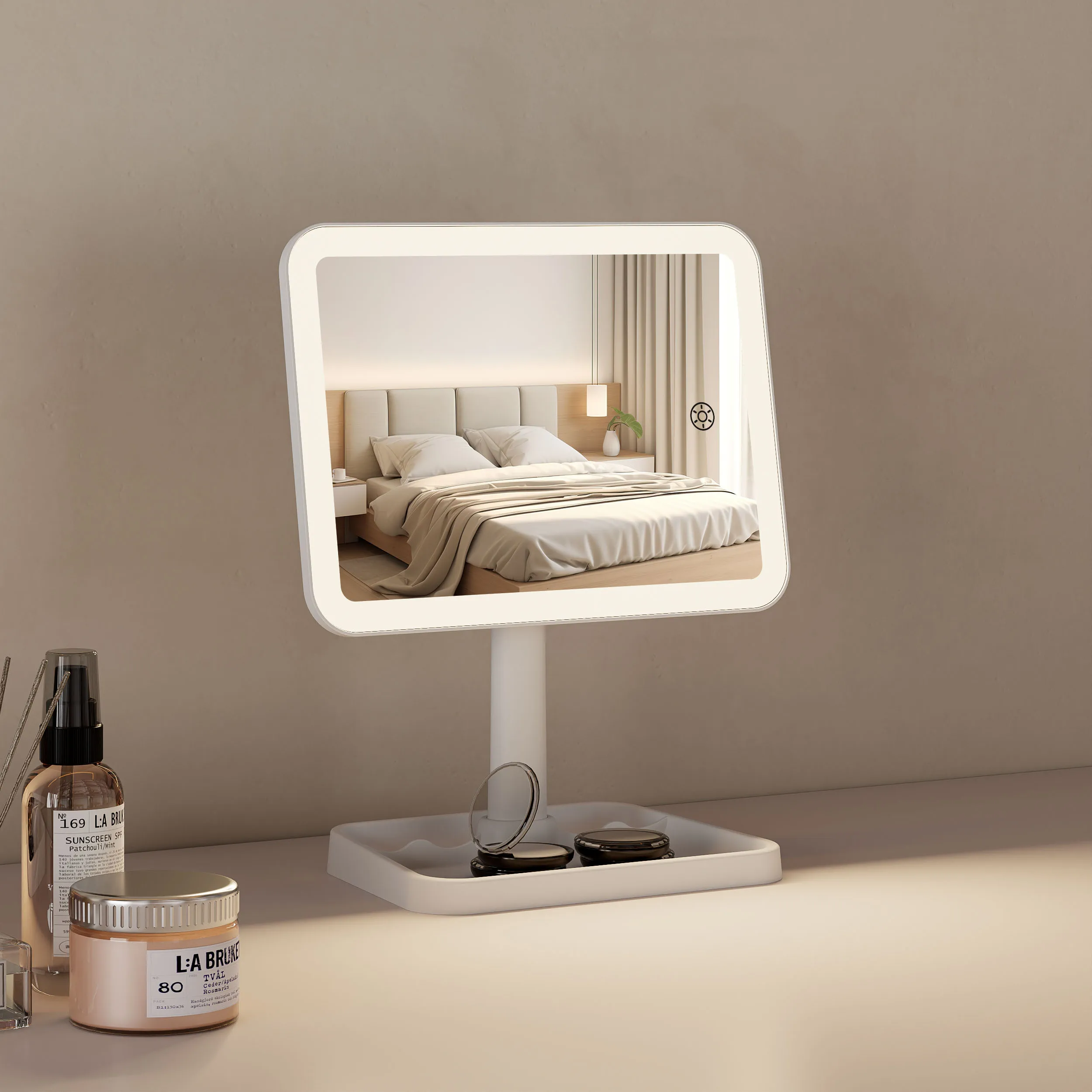 3 Lighting Modes Square Portable Manufacturers Led Table Vanity Mirror With Lights Rechargeable Lighted Makeup Beauty Mirror