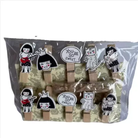 High Quality Multi-pattern Multipurpose Standard Natural Wall Photo Decorative DIY Mini Wooden Craft Clothes Pins Clips