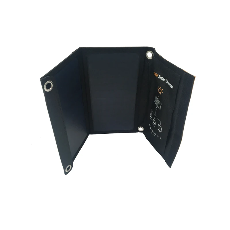 
Waterproof Dual USB quick charging 15W foldable portable solar mobile phone charger for phone 