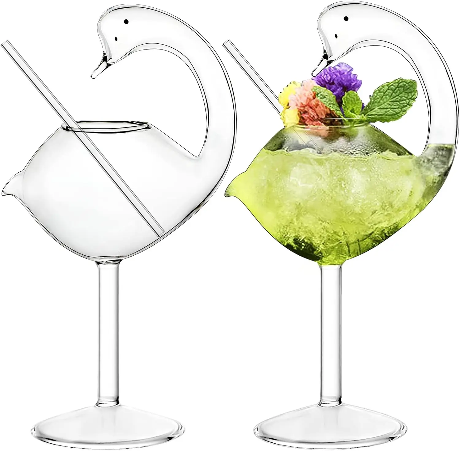 Cocktail Glass Swan Glass 6oz Creative Drinking Glasses Wedding Gift for Juice, Martini, Tequila, Margarita
