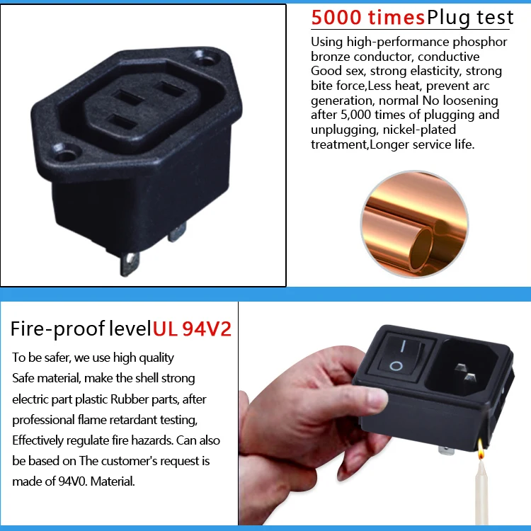 Wholesale High Quality LEC 320 C19 C20 Panel Mount 2 Pin Male LEC AC Socket Electric Switch Socket