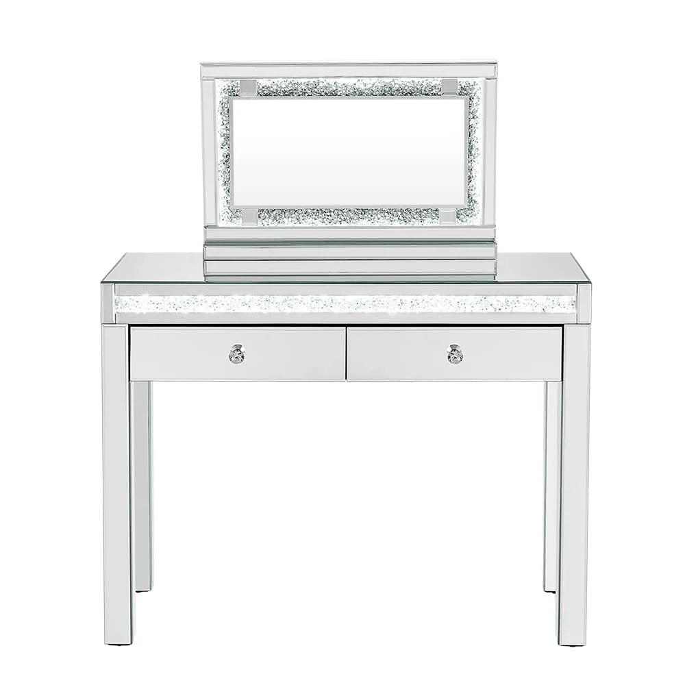 luxury crush diamond Bedroom led light furniture mirror dressing table with 7 drawers