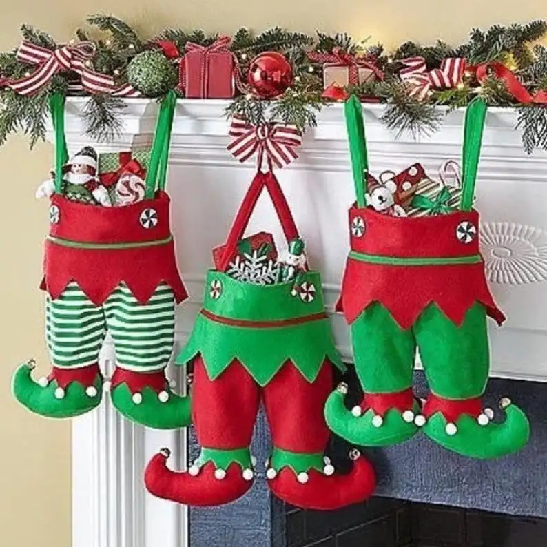 Hot Sale Personalized Santa Elf Christmas Pants Candy Bag Unique Stocking For Xmas Home Decor