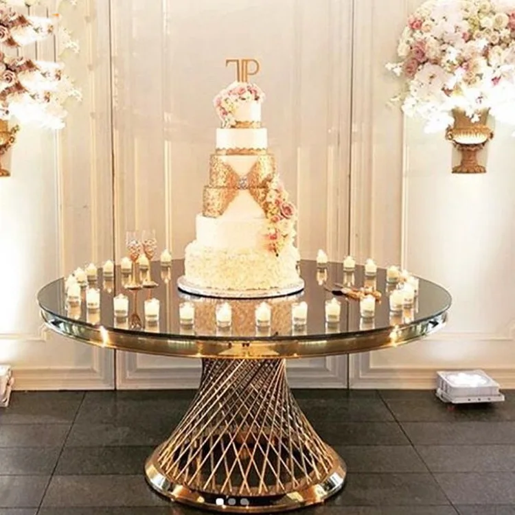 Modern Gold Stainless Steel and Glass Top Dining Table for Outdoor Wedding Hotel Use 1 Piece Furniture Carton