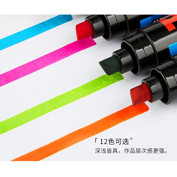 High Capacity Non-toxic 12 Colors Refillable Ink Recycling Waterproof Permanent Quick-Drying Pop Marker Pen