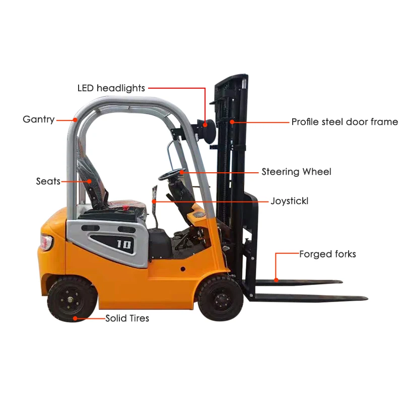 elektrikli forklift 1ton 2ton 3ton 4ton 5ton electric forklift with safety light lithium ion battery fork lift truck price