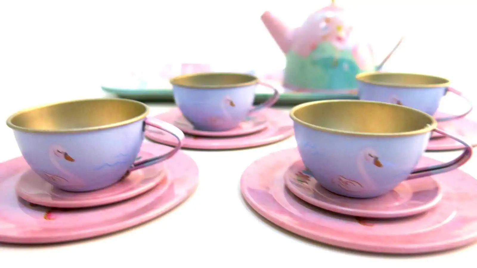 2021 new product factory promotion fancy pink girlish Pink Ballerina Tea Set mini tea pot tea cup gift box tin