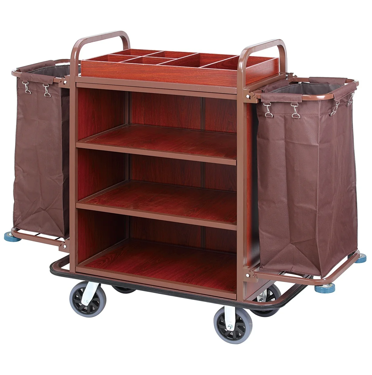 Hotel housekeeping equipment cleaning maid cart room folding cleaning trolley cart attendant trolley for sale