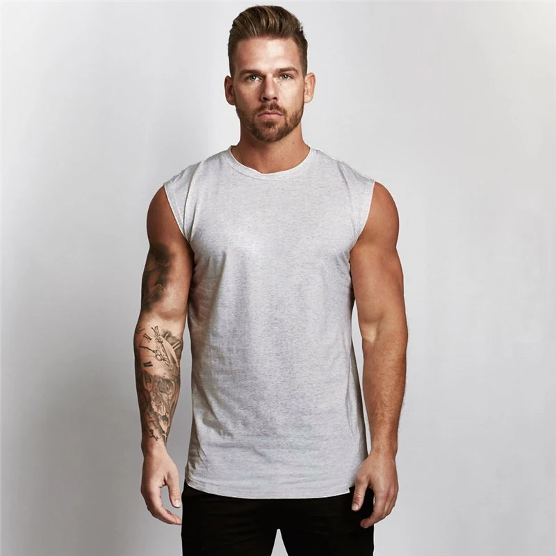 
Hot Sale Mens Sport Fitness Tank Top Cotton Breathable Tank For Workout Gym Running 