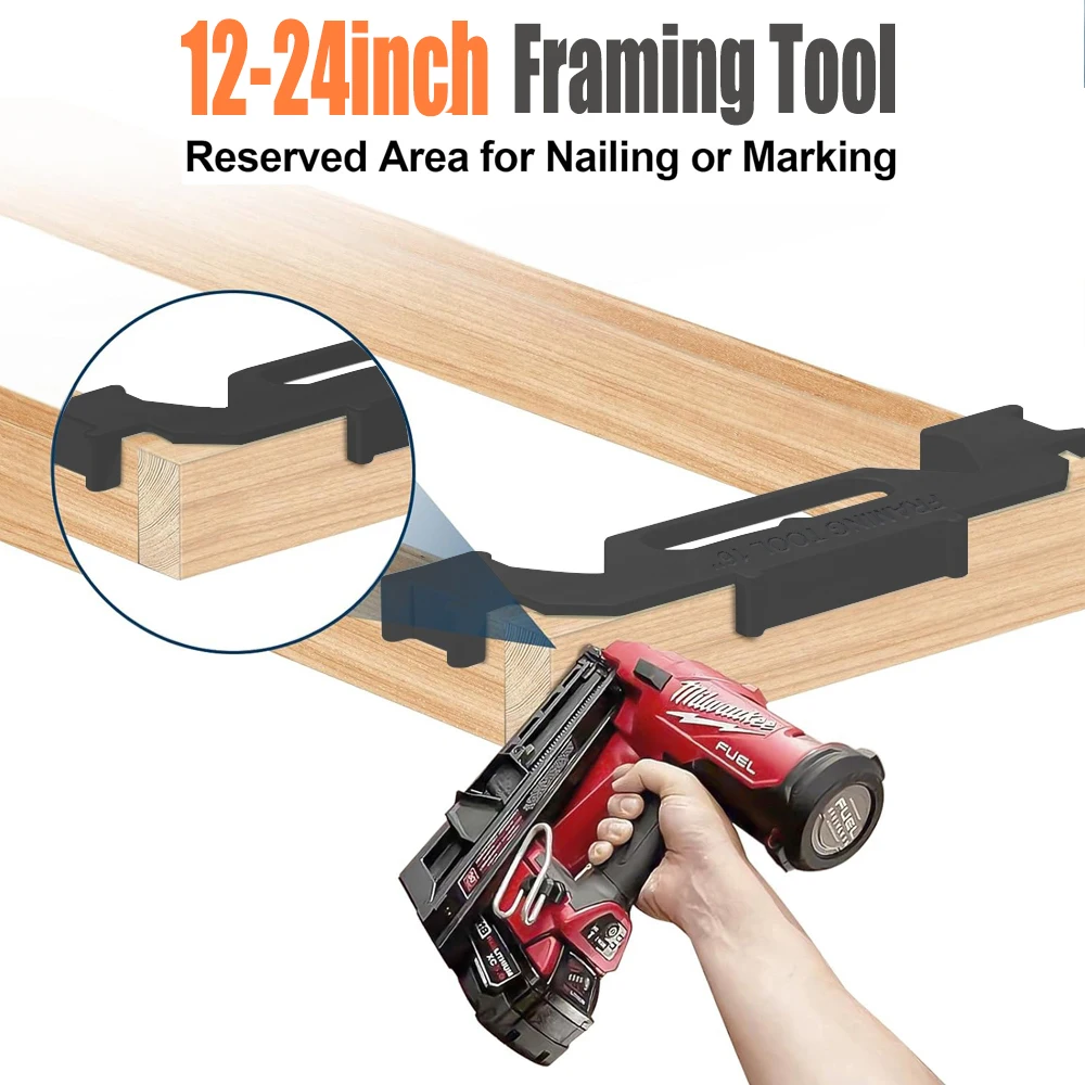 Center Stud Layout Black 24Inch Wall Accurate Measurement Framing Spacing Positioning Jig Cast Aluminum Wall Stud Framing Tool