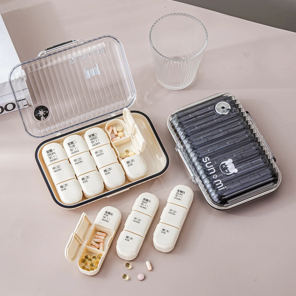 Multi-function 21 grids 28 grids plastic modern portable 7 days pill medicine jewelry component  ring sewing accessories storage
