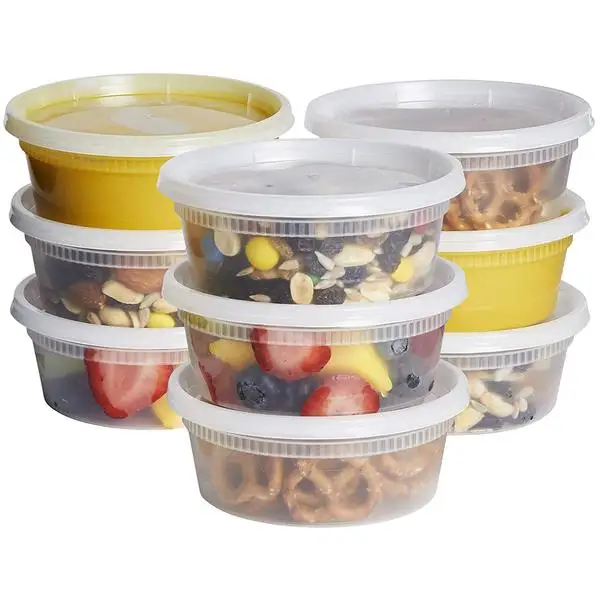8oz round jars plastic deli container with lids for food
