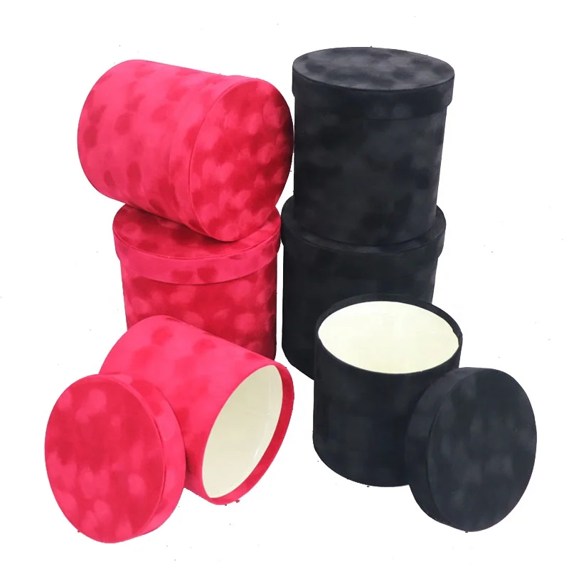 wholesale custom new style velvet waterproof hardboard paper round preserved roses flower box luxury