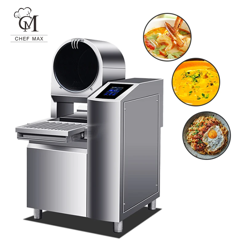 Commercial Vertical 8 KW Intelligent Stir Fry Machine Auto Boiled Egg Noodle Cooking Machine For kitchen