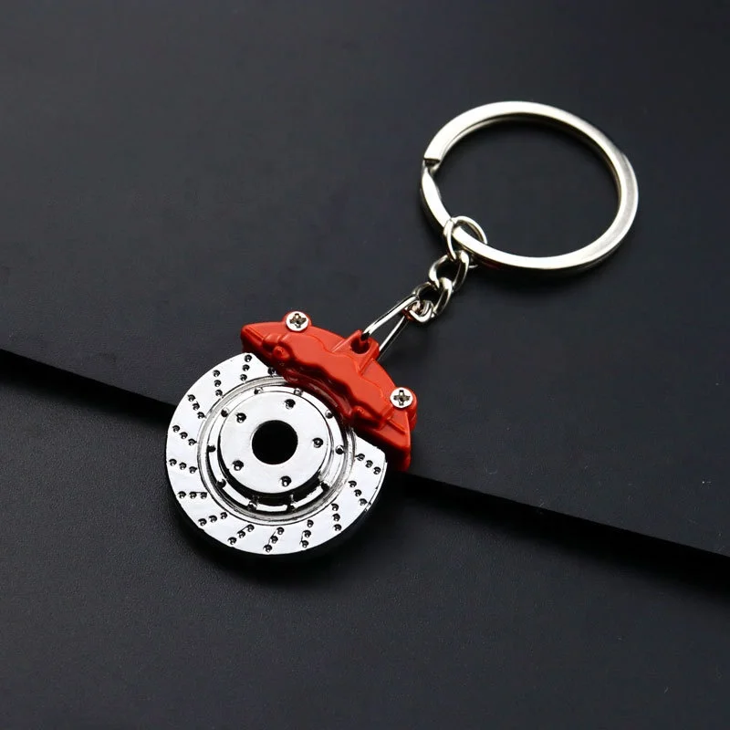 Creative Metal Brake Disc Keychain Mini Auto Part Spinning Wheel Hub Brake Novelty Gift for Him Car Lovers Key Chain Ring