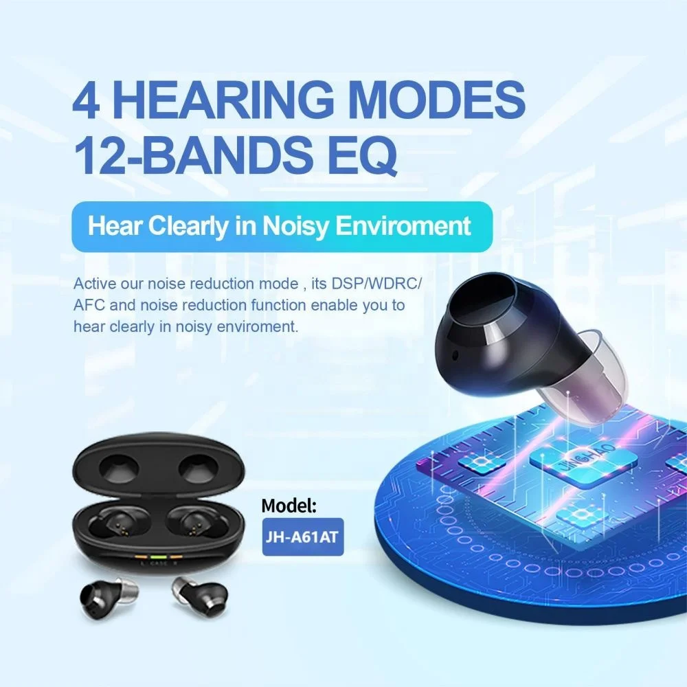 JINGHAO High Quality Wireless Hearing Aid Invisible Digital Hearing Aid Rechargeable For Seniors Deafness With Charging Case