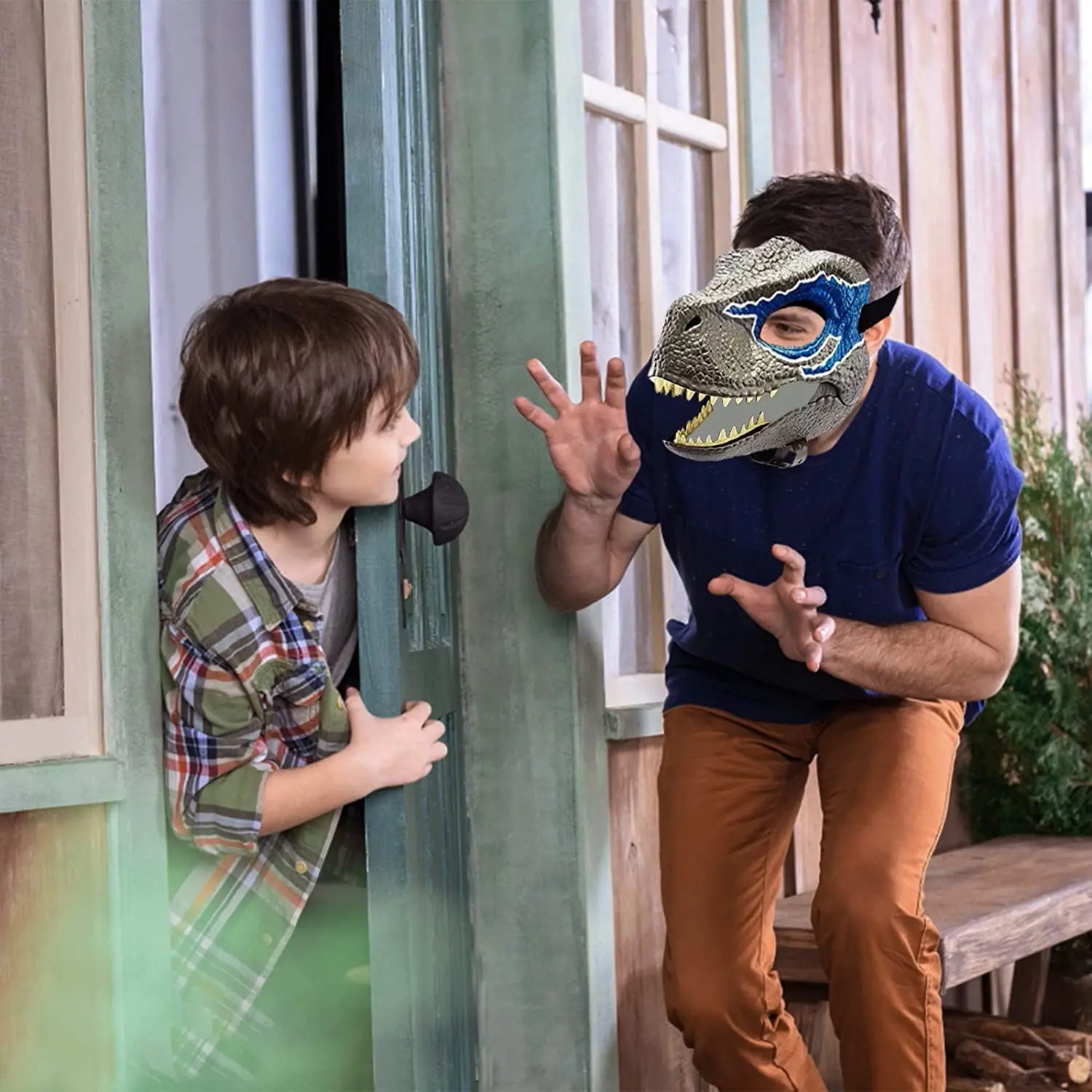 Manufacturer Customized Dinosaur Mask with Opening Jaw Halloween Festival Dinosaur Latex Mask
