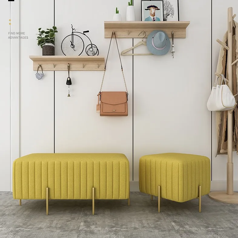 
2021 Velvet Stool Chairs And Ottoman Shoe Stool With Metal Legs 