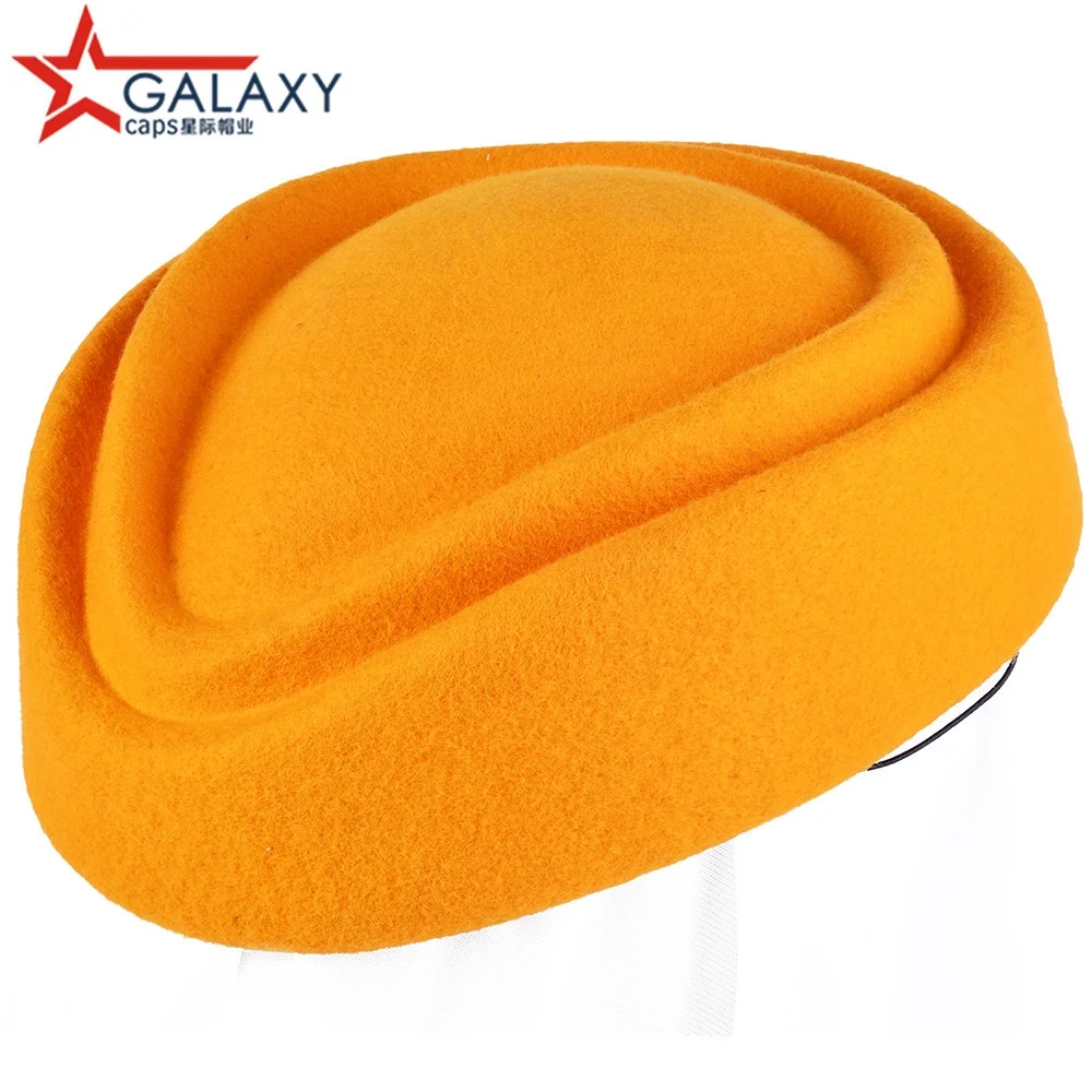 High quality airline stewardess career Hostess Uniform hat round top air hostess hat