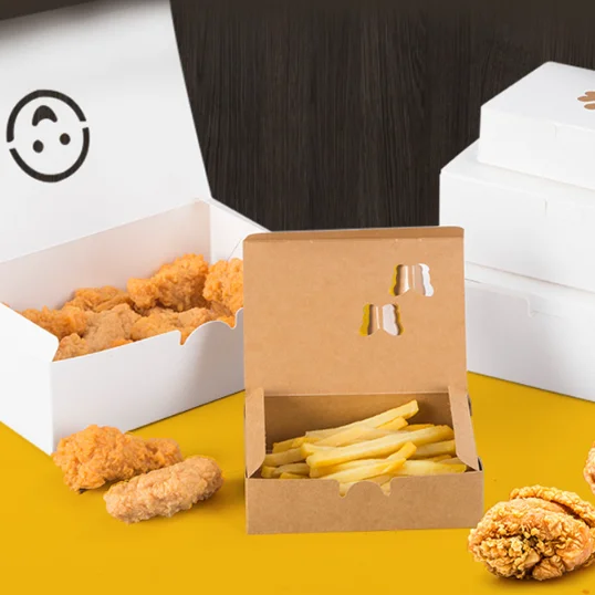 Wholesale fried chicken food kraft paper box oil-proof packaging box
