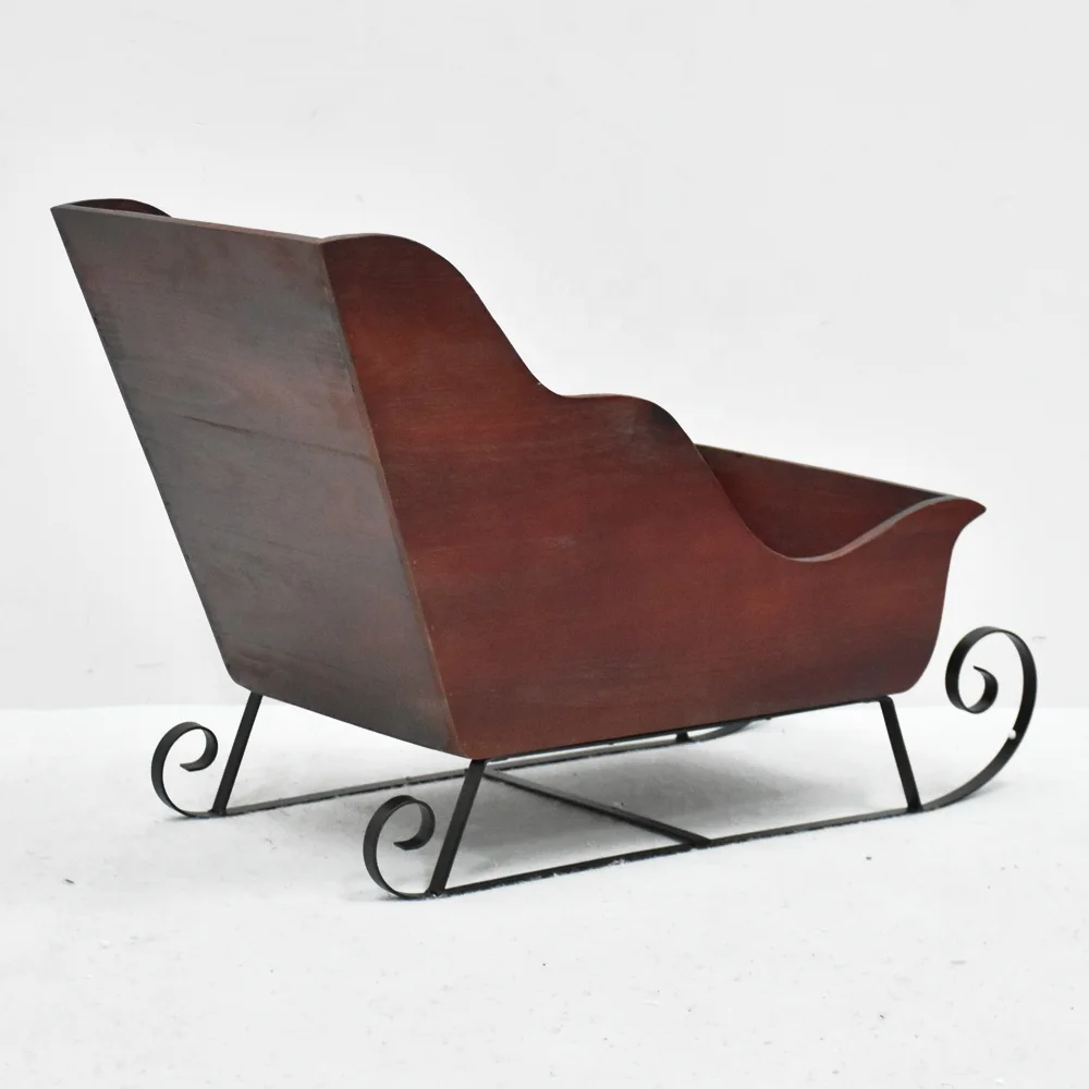 Потертый шикарный винтажный деревенский большой красный деревянный сани