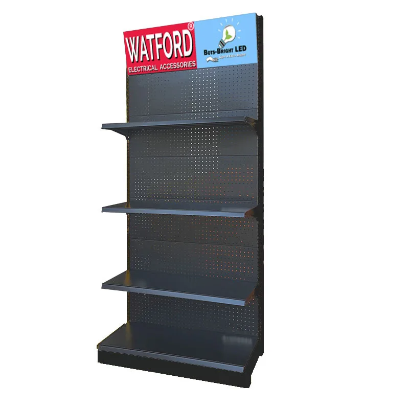 Xingye Heavy Duty black single side metal gandola shelves super market shelf display showroom shelf