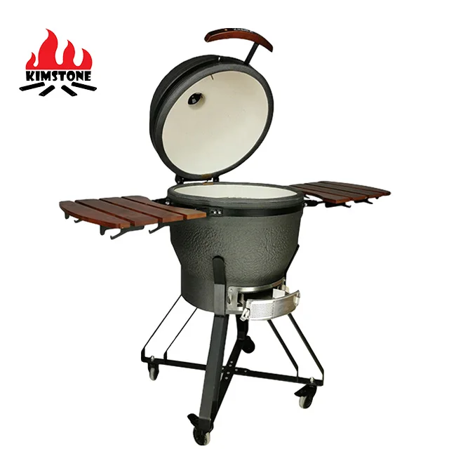 KIMSTONE New Design XL XXL 22 inch Foam Glazing Matte Black Grey Charcoal Bbq Grill Kamado Smoker