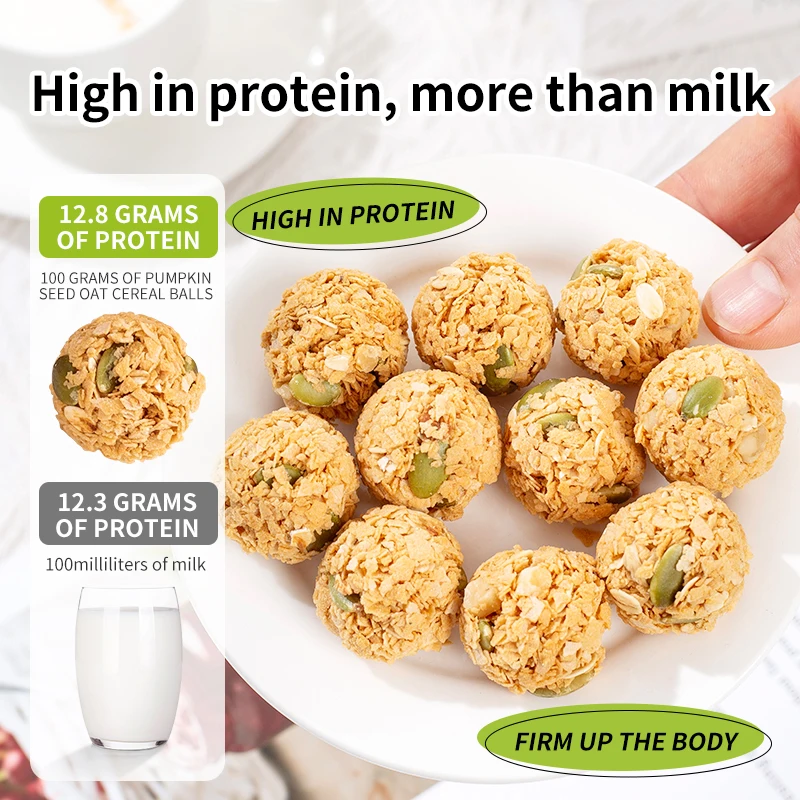OEM Pumpkin Seed Oat Cereal Balls Flavored Multivitamin Probiotic Postbiotic Zero Sucrose Adults Children Vermicelli Coarse