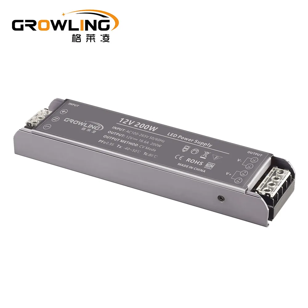 High quality 12v 24v ce led driver ip20 pfc 0.95 16a 100W 200W switching power supply