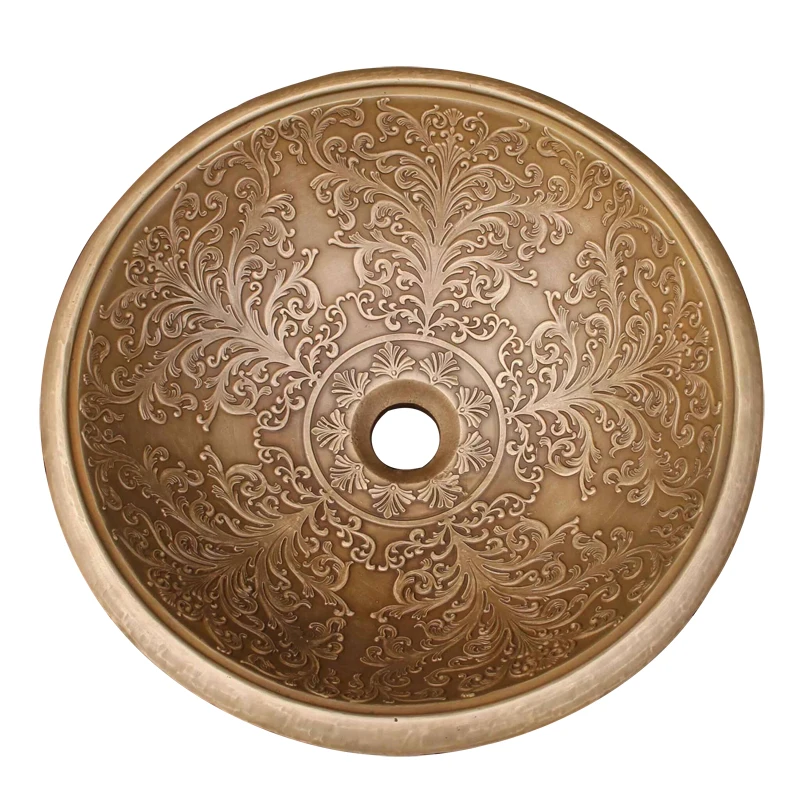 Round Bronze Sink With self-rimming, Brocade Bowl Drop in installation