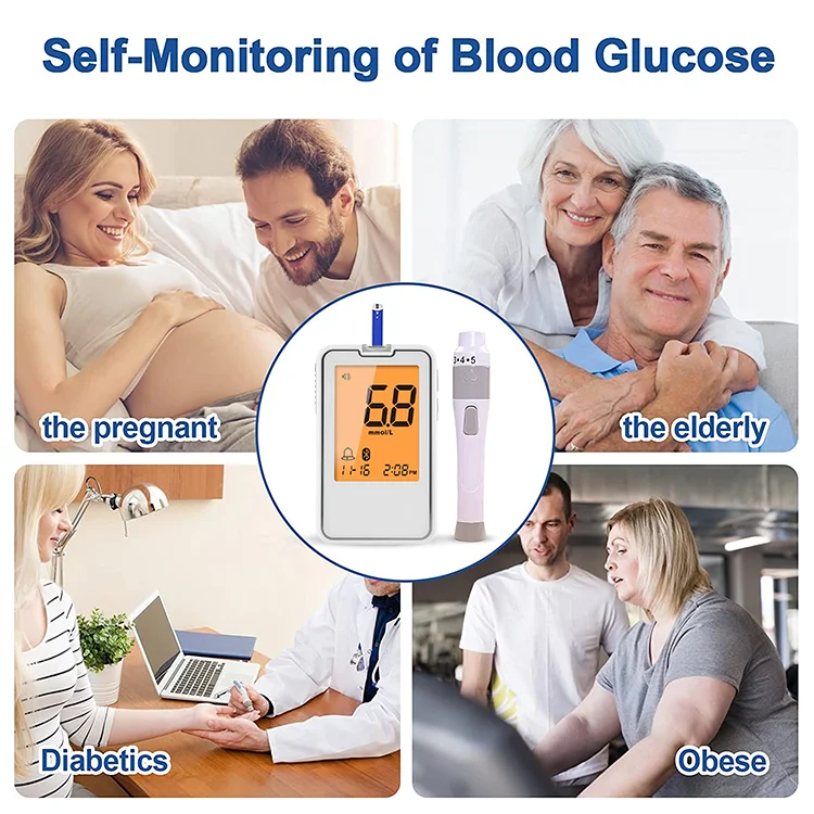 Bluetooth Health Equipment Diabetes Testing Machine Blood Sugar Monitor Glucose Meters With Diabetic Test Strips