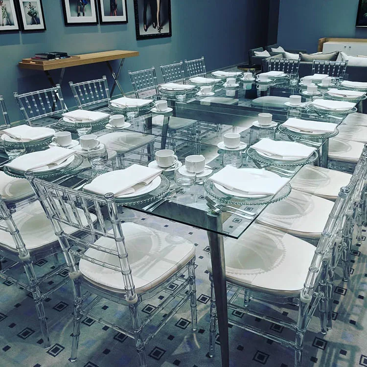 Polycarbonate Acrylic Wedding Chair with Cushion Clear Wholesale Used Stacking Clear Acrylic 4pcs/ctn