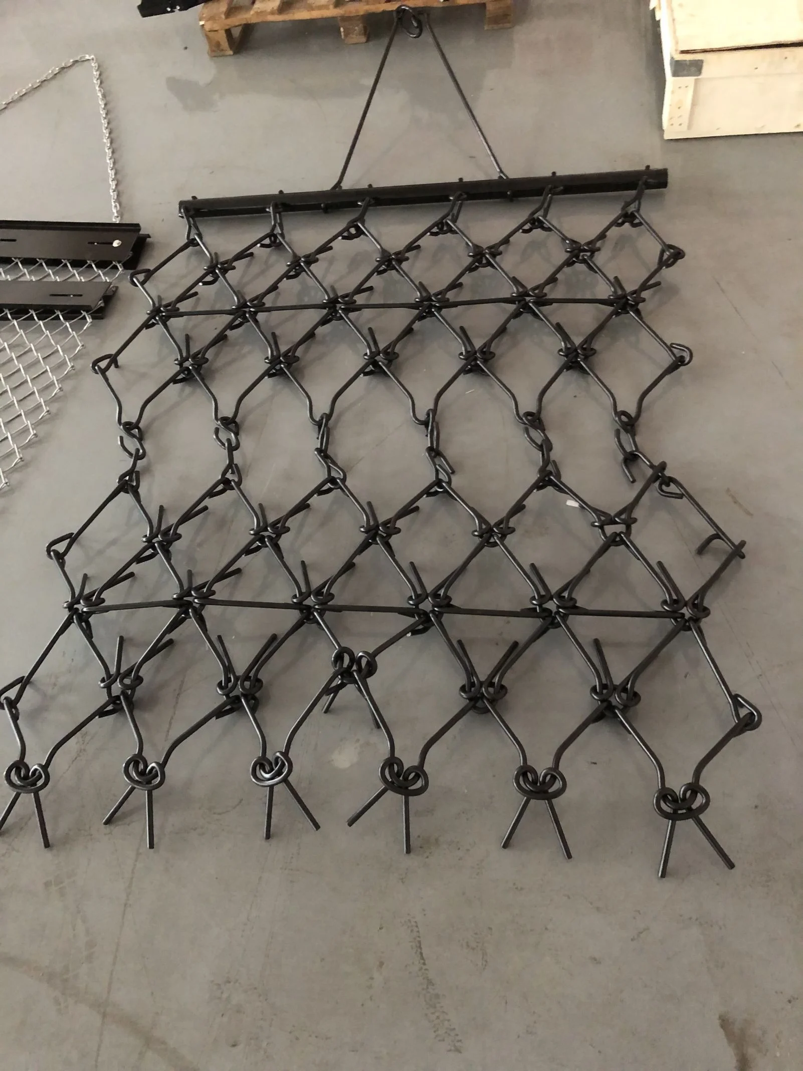 4.5 x 5 ft Heavy Duty Steel Durable Chain Rake Field Leveling Drag Harrow Hook Up to ATV, UTV and Utility Tractor, Black