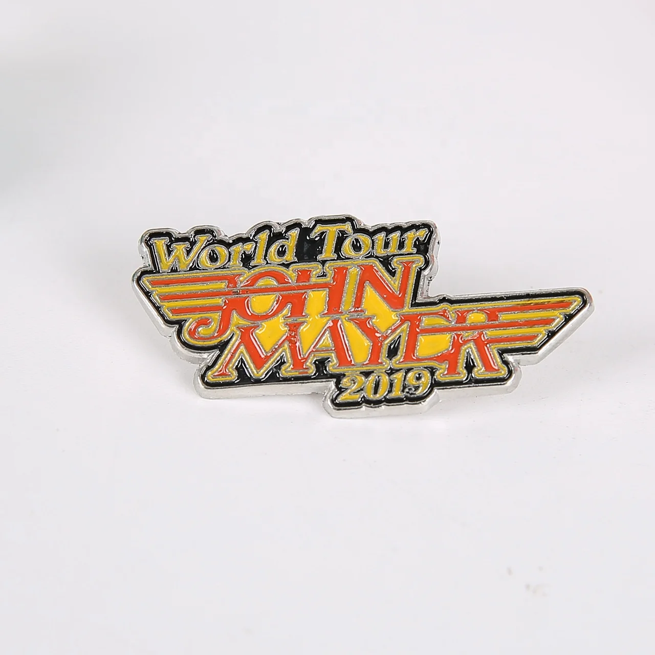 Wholesale custom logo cut out letters metal enamel lapel pin badge