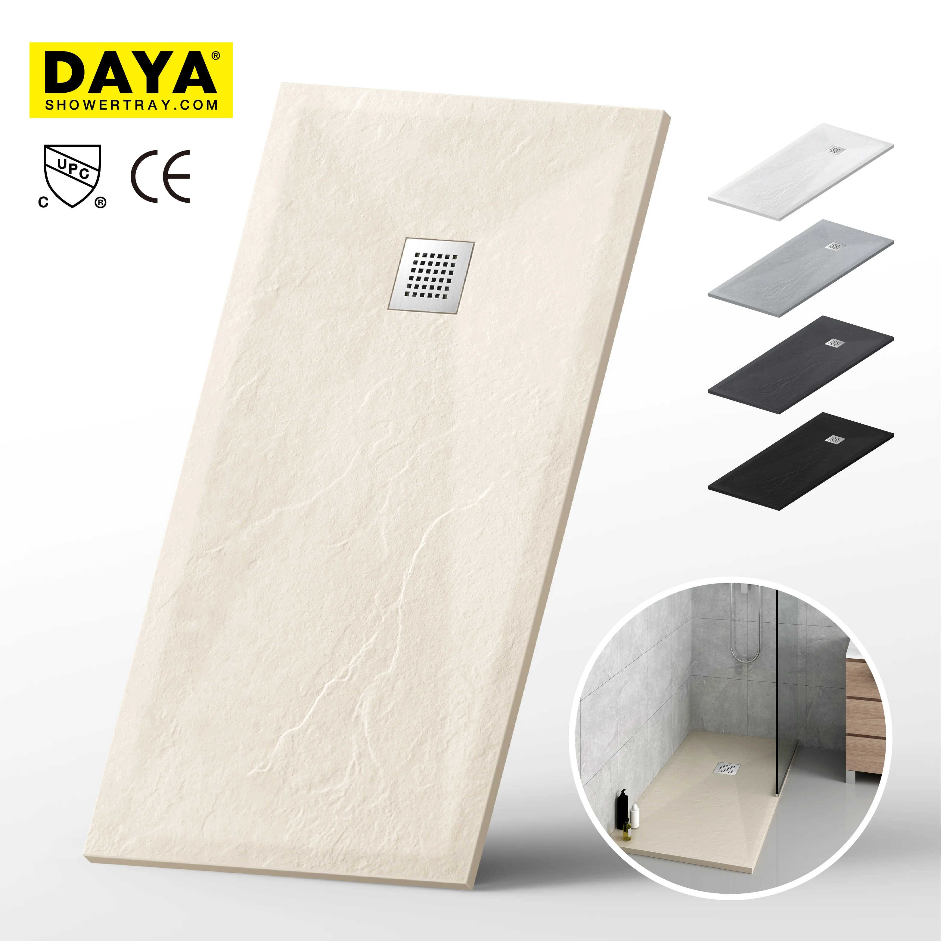 Modern Design Resin Shower Tray Marble Shower Base Bathroom Anti Slip Shower Pan Plate