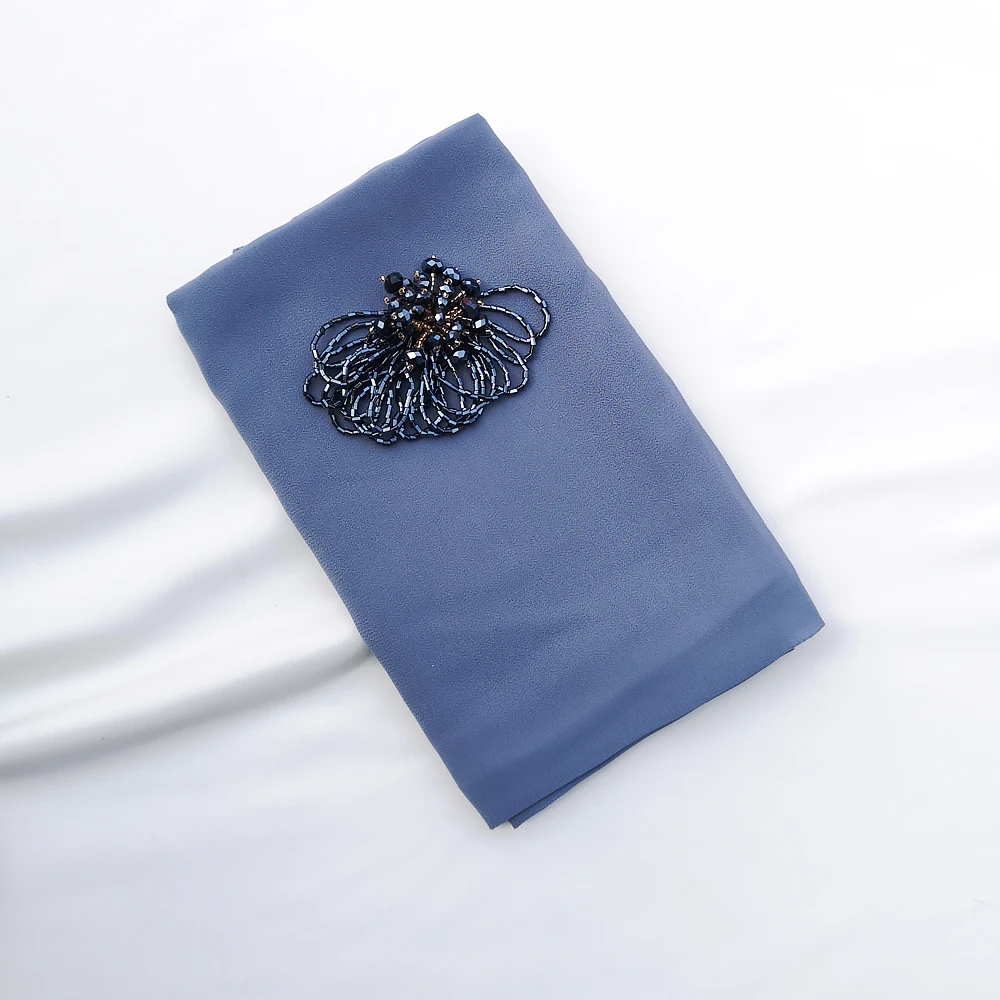 2022 Hot selling muslim Scarves hijab Chiffon Handmade Rhinestone Abaya Dubai Shawls Soft Long Chiffon Hijab