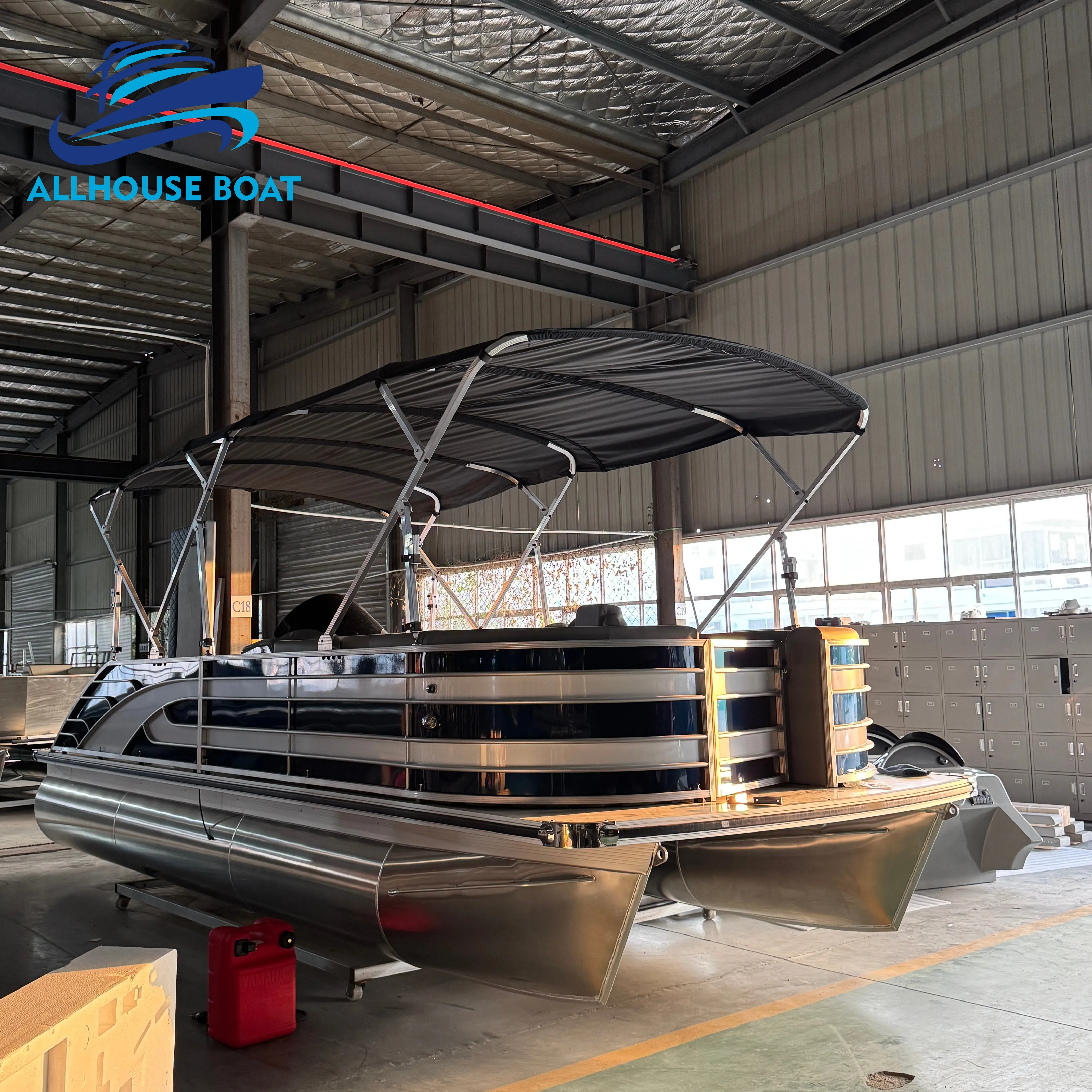 Fiberglass Boat Hot Sale in The Us and Australia Aluminum Pontoon Boat with Trailer and Boat Cover