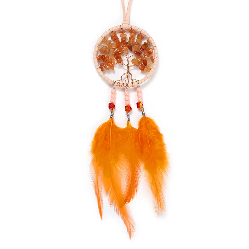 Tree Of Life Chakra Healing Stone feather Pendant Hanging For Home Window Decor Spiritual Gift Wall car hanging