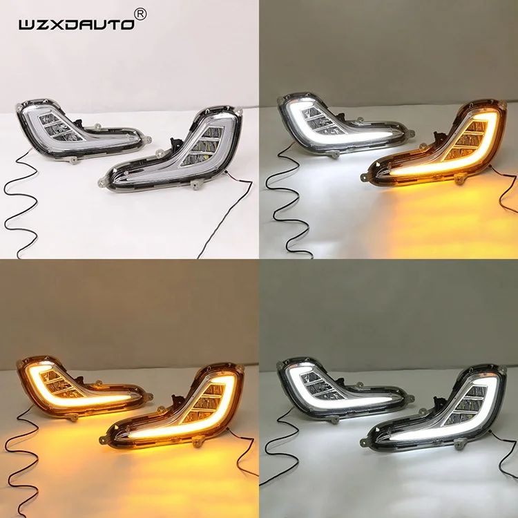 WZXD Factory Price Led Drl Daytime Running Fog Light Turn Signal For Hyundai Accent 2012-2013 Driving
