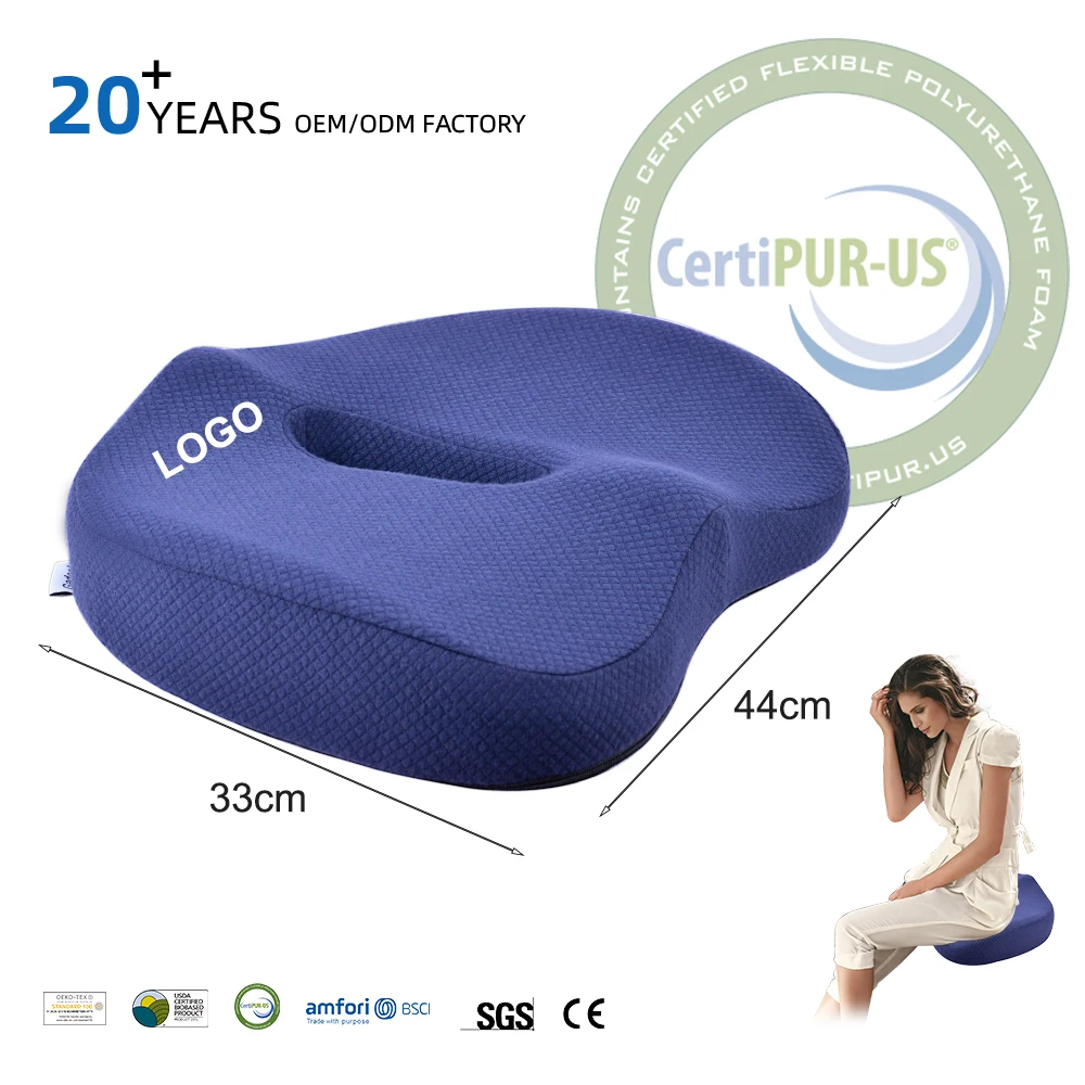 Beezin Hot Sales Hemorrhoid Memory Foam Seat Office Chairs Pain Relief Cushion Sciatica Coccyx Car Gel Seat Cushion Pillow