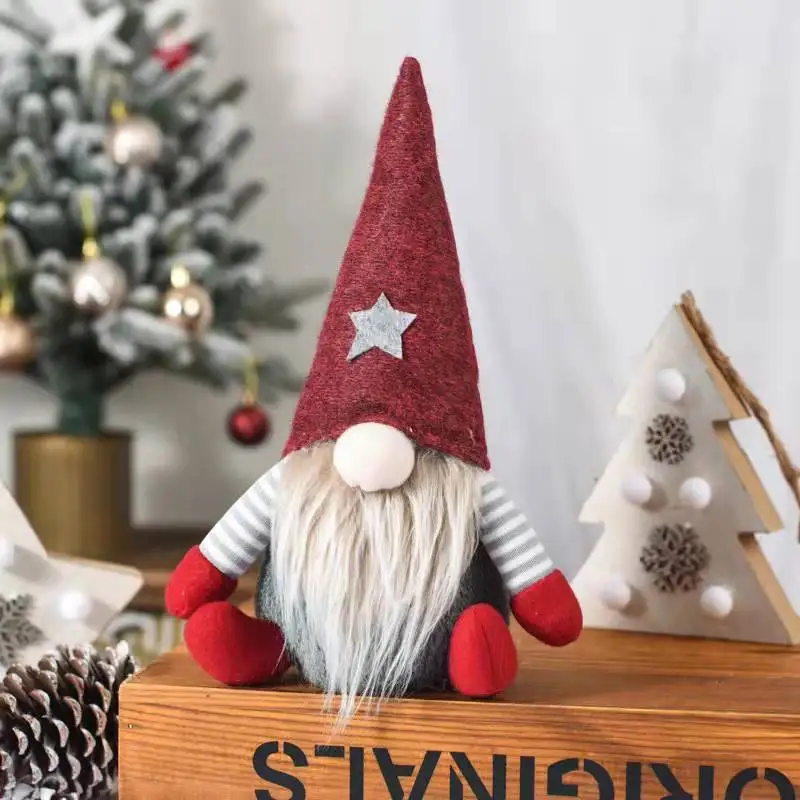 wholesale Gnome Christmas Ornaments home decor Gnomes Hat Christmas Gonks Gnomes Ornaments Red Gray christmas dwarf Elf Doll