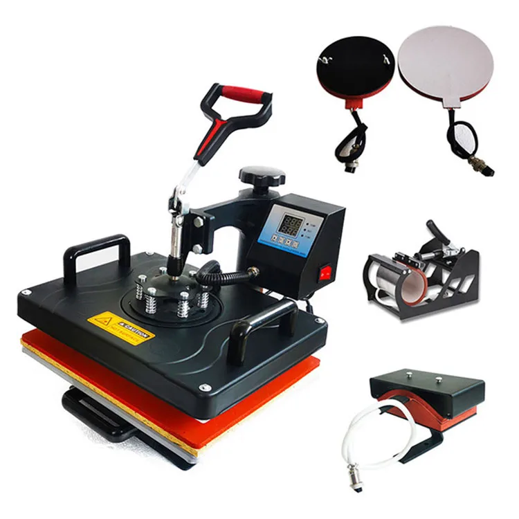 Custom t shirt heat transfer printer 5 in 1 combo sublimation press machine for hat mug plate bottle t-shirts