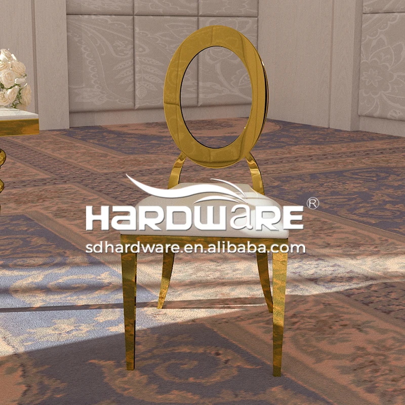 Round Back Throne Dining Chairs Gold Stainless Steel Leather Party Wedding Chair