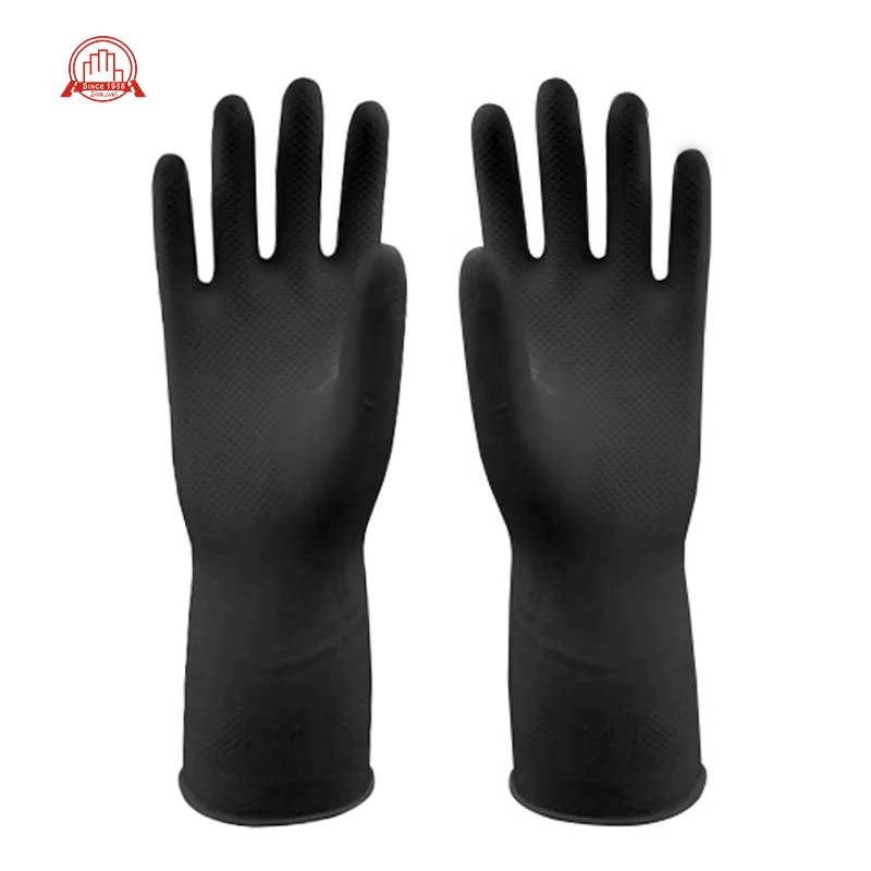 110g Black chemical resistance liquid proof Rubber heavy duty latex Industrial gloves
