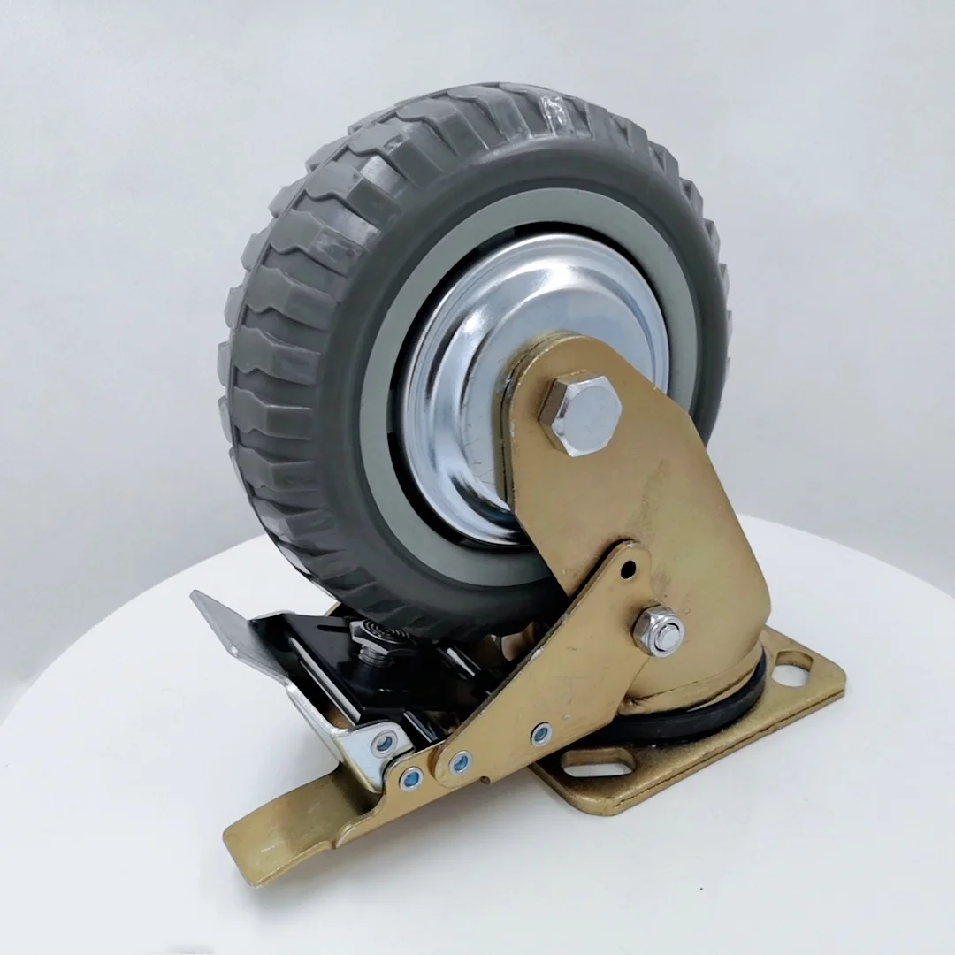 New Arrival 150mm New Design Metal Dust Cover Castors PU Wheel Terrain Casters Brake