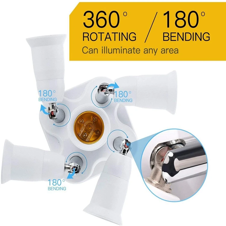 JACKYLED High Quality Wholesale 4 In Pendant Light 360 Degrees Rotation 5in 1 Lamp Base Holder