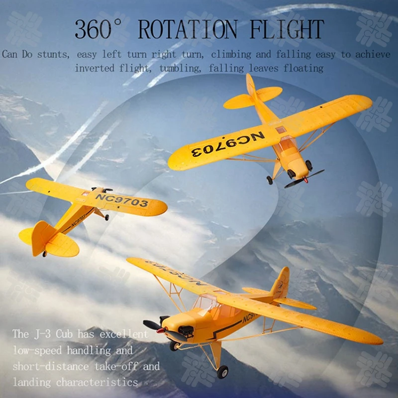 KW FX9703 2.4Ghz 5CH EPP Foam J3 RC Glider 3D6G Brushless Fixed Wing Outdoor Remote Control Airplane RC Plane Aircraft FlyingToy