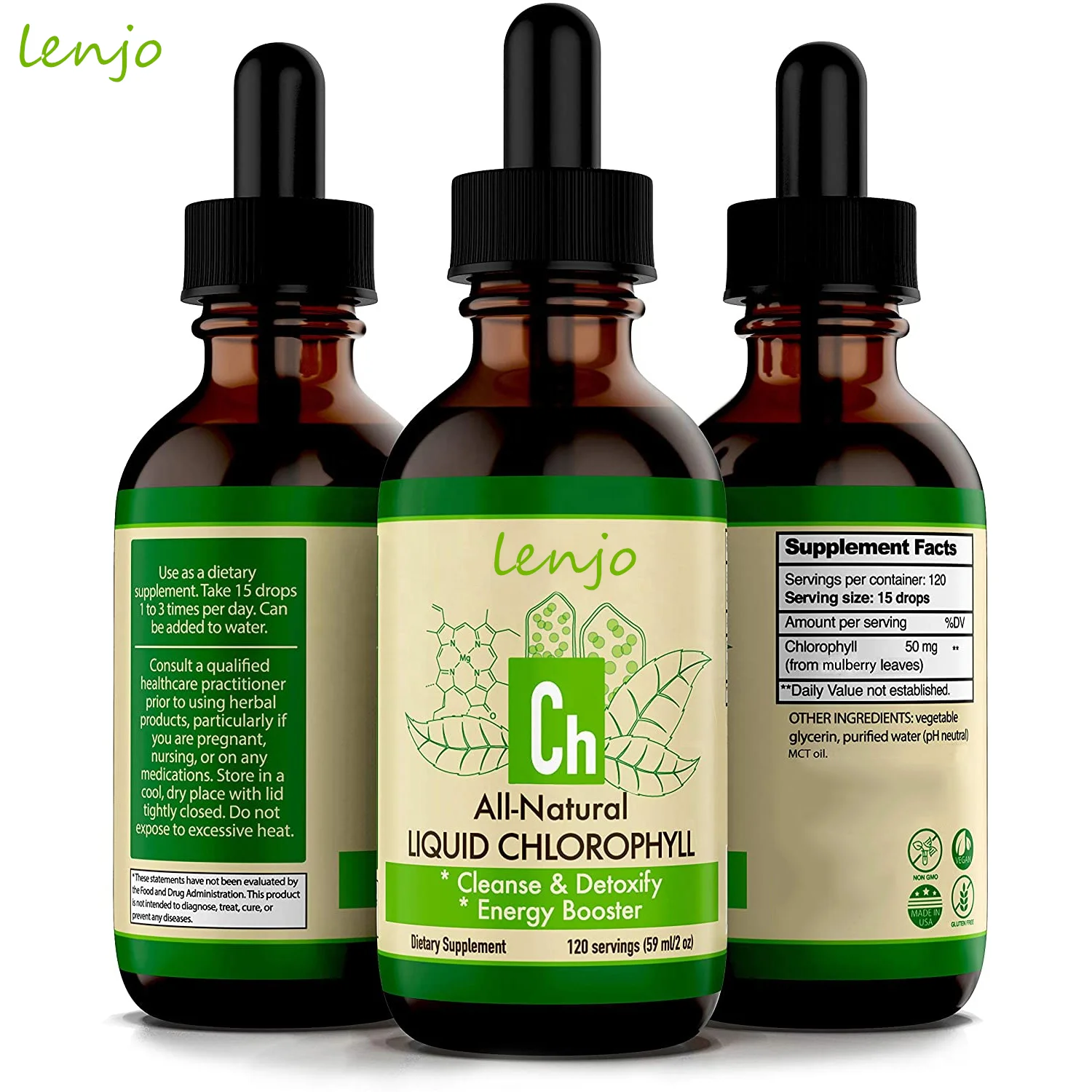 
Wholesale custom packaging Chlorophyll Liquid Drops 100% Internal Deodorant Altitude Sickness 60ml 