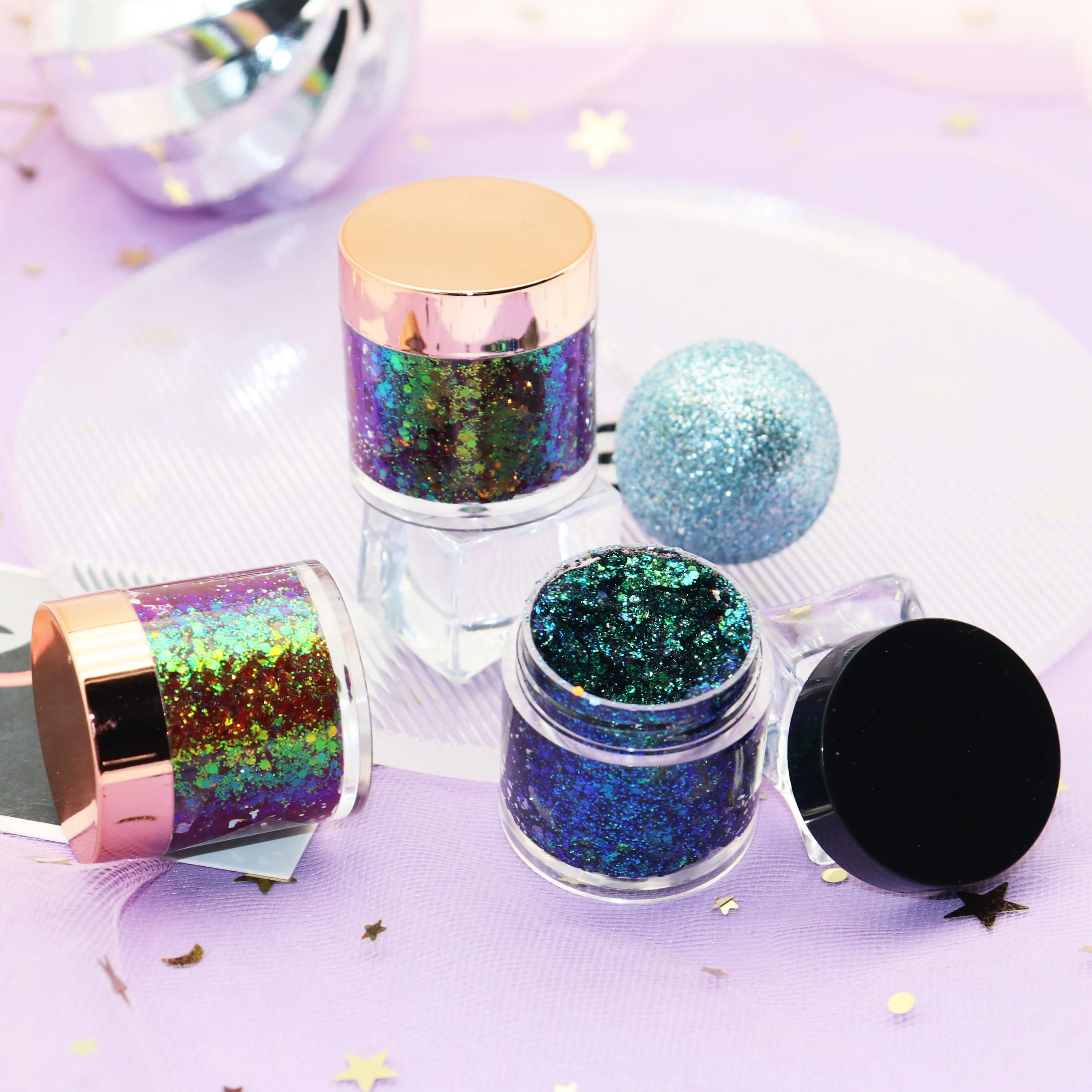No Logo Gel Eyeshadow Highlighter Chameleon Pigment Multichrome Flakes Glitter Eye Makeup Cream Eyeshadow