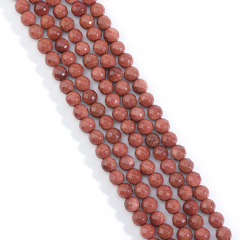 Matte Faceted Round Stone Beads 4/6/8mm Golden Sand Gray Picasso Blue-veins Stone for DIY Jewelry Bracelet Necklace Making